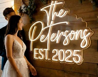Custom Wedding Neon Sign, LED Wedding Sign, Last Name Neon Sign, Neon Sign Custom Name, Vintage Name Sign, Mr & Mrs Neon Sign, Bedroom Decor