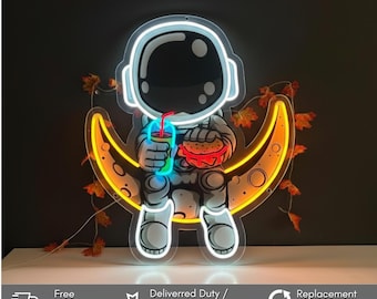 Custom Astronaut Neon Sign | Personalized LED Wall Light for Kids Room, Gamer Decor, Space Theme | Fast Shipping to USA | DDP Included