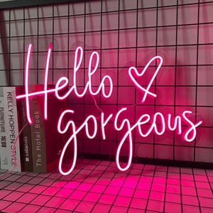 Hello Gorgeous Neon Sign – Custom neon sign, Aesthetic Neon sign Quote for Girl Decor or Gift - LED Wall decor for Bedroom or Living Room