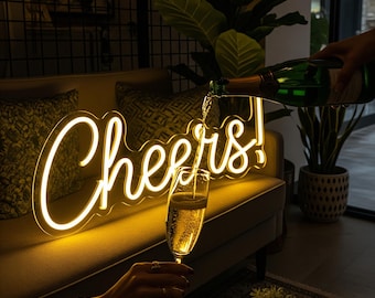 Custom “Cheers!” Neon Sign, Vintage Name Sign, Custom Neon Sign Battery Operated, Neon Sign Custom Wedding, Custom Led Neon Sign For Wedding