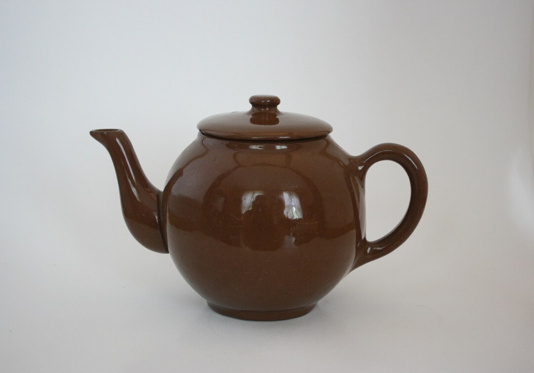Vintage Brown Pottery Teapot Etsy
