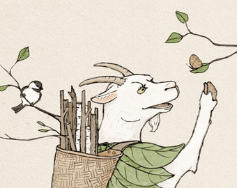 Forest Goat Art Print