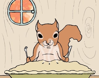 Squirrel Art Print: "Fattening Up"