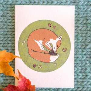 Ensemble de 4 cartes Sleeping Fox: « Mossy Fox »