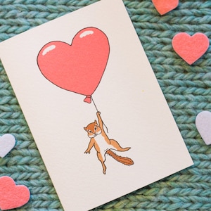 4 süße Chipmunk Valentinstagskarten: "A Balloon for You!"