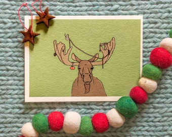 Set of 4 Christmas Moose Cards