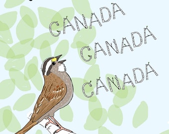 Canadian Bird Art Print: "Song of the White-Throated Sparrow"