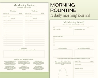 Morning Routine Journal Morning Checklist Day Planner Habit Tracker Self Care Morning Routine Daily Morgenroutine 5am Wake Up Routine