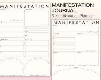 Manifestation Journal Law of Attraction Planner Book for Manifestation Digital Journaling Pages Manifesting Workbook Wellness Journal Script