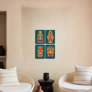 Handmade African Tribal Wooden Wall Art, Ethnic Face Decor for Boho Home, Unique African Wall Hanging, Wooden Mask for Living Room