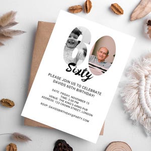 60th birthday invitation, 60th birthday party, 60, template invitation, canva template. editable birthday invitation, editable invite
