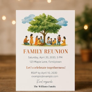 Family reunion invitation, family reunion flyer, Black cultural gathering, roots, special family day, digital, printable, with tree
