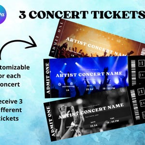 Editable Concert Ticket Template, Custom Concert Ticket Gift, DIY Event Ticket, ticket template, concert ticket, concert gift