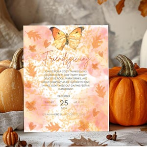 Friendsgiving invitation, friendsgiving invite, thanksgiving invitation, editable invitation, friendgiving party, printable invitation,