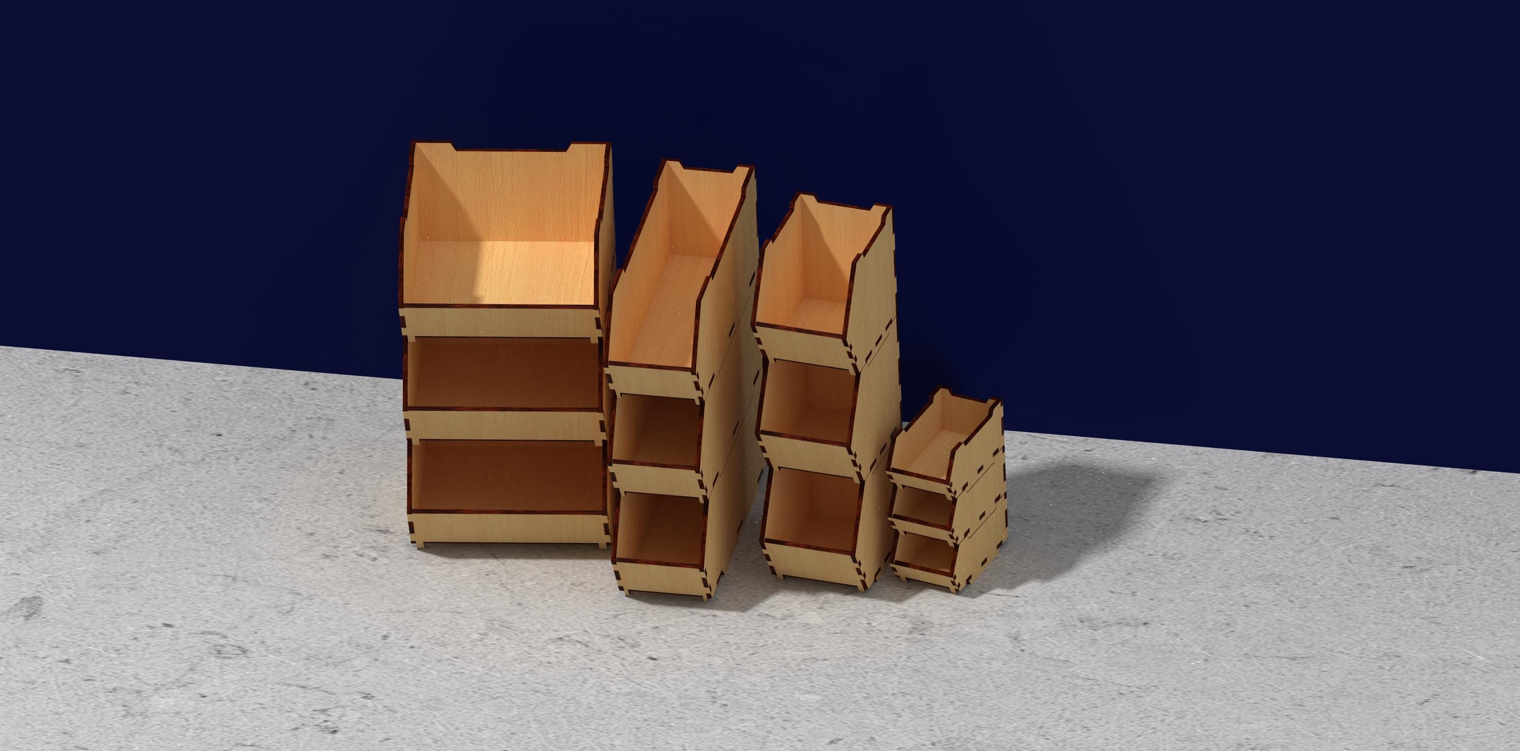 Stackable Storage Box SVG Laser Cut File 3mm 4mm 5mm 6mm 1/8 1/4 Inch ...