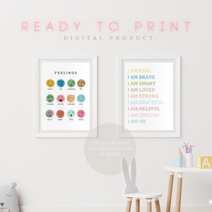 Emotions Chart, Toddler Feelings, Calming Corner For Toddler, Homeschool Decor,  Toddler Educational Poster, Kids Wall Art, Feelings Chart