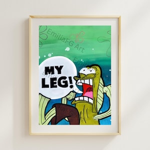 MOJA NOGA! Cyfrowy wydruk artystyczny – Fred Spongebob Kanciastoporty Cartoon Meme Inspired Wall Décor