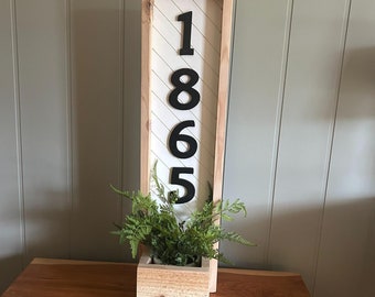 Personalized Cedar House Number Planter Box | Modern Farmhouse Decor