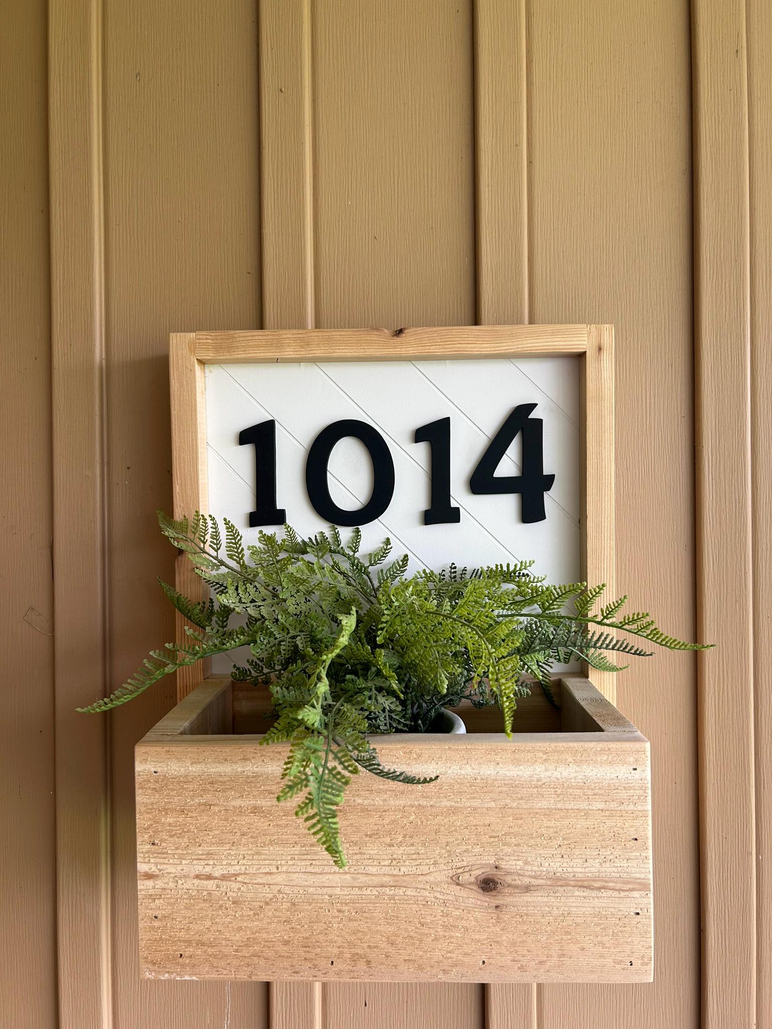 Custom Cedar House Number Planter Box Address Sign Decor