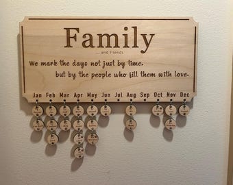 Rustic Birthday Reminder Calendar SVG | Family & Friends Board (Digital Download)