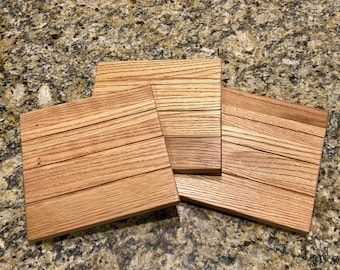 Solid Wood Trivet | 8&quot; x 8&quot; Trivet | Chef Gift | Housewarming Gift | Kitchen Gift | Cooking Gift | Oak Trivet | Trivet with Rubber Feet
