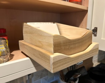 Solid Wood Cabinet Organizer | Pull Out Storage Box | Cabinet Recipe Box | Condiment Organizer | Kitchen Cabinet Upgrade | Kitchen Essential