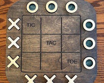 Handmade Wooden Tic-Tac-Toe Game | Laser Cut X's and O's