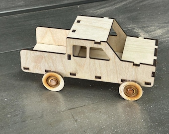 Wooden Toy Pickup Truck Laser Cut File | SVG + LightBurn Template | Kids Craft Project | Digital Download for Glowforge, xTool, OMTech