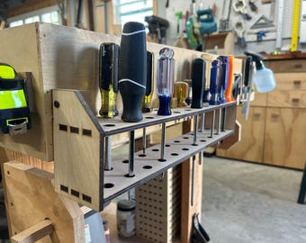 Tool Organizer Digital SVG File | Screw Driver Holder | Paint Brush Holder | Digital Laser File | Workshop Organizer | Craft Room Organizer