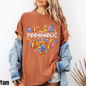 Poohaholic Winnie de Poeh-shirt, schattig Disney cartoon graphic T-shirt, Pooh Bear fan cadeau, grappig citaat shirt voor vrouwen, Disney Lover Tee