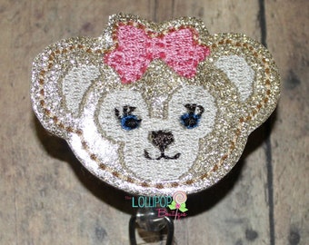 Glitter Girly Bear Badge Reel, Girly Bear Badge Reel, Bear Badge Reel, Badge Reel, Work ID holder, ID Badge Holder, badge holder, badge,