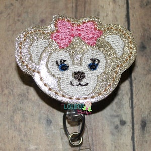 Glitter Girly Bear Badge Reel, Girly Bear Badge Reel, Bear Badge Reel, Badge Reel, Work ID holder, ID Badge Holder, badge holder, badge,