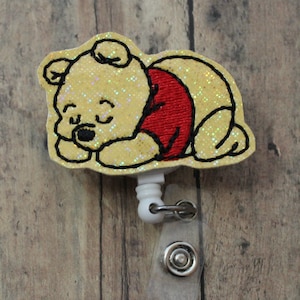 Sleepy Bear Badge Reel, Bear Badge Reel, Badge Reel, Work ID Holder, ID Badge Holder, Badge Holder, Work ID Badge, Work id Holder, Holder