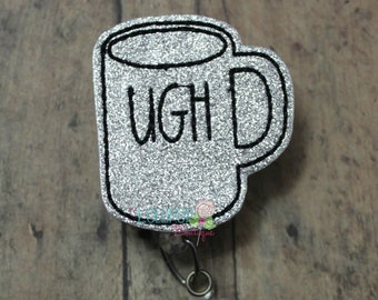 UGH Coffee Mug Badge Reel, Coffee Mug Badge Reel, Coffee Badge Reel, Badge Reel, Retractable Badge, Work ID Holder, ID Badge Holder, Badge