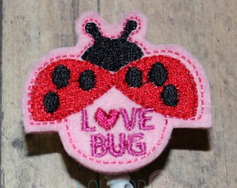 Love Bug Felt Badge Reel, Felt Badge Reel, Badge Reel, Work ID holder, ID Badge Holder, Retractable Badge Holder, Badge Holder, Love Bug