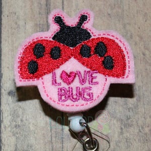 Love Bug Felt Badge Reel, Felt Badge Reel, Badge Reel, Work ID holder, ID Badge Holder, Retractable Badge Holder, Badge Holder, Love Bug image 1