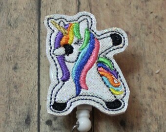 Dabbing Unicorn Glitter Vinyl Badge Reel, Glitter Badge Reel, vinyl badge reel, badge reel, Work ID Badge, ID Badge Holder, Badge Holder,