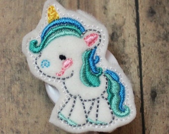 Full Body Unicorn Felt Badge Reel, Unicorn Badge Reel, Felt Badge Reel, Badge Reel, Work ID holder, ID Badge Holder, Work ID Badge, Badge