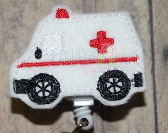 Ambulance Felt Badge Reel, Felt Badge Reel, Badge Reel, Medical Badge Reel, Felt ID Holder, ID Holder, ID Badge Holder, Badge Holder