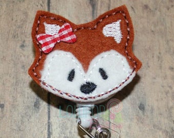 Fox Face Badge Reel, Fox Badge Reel, Badge Reel, ID Holder, Badge Holder, Work ID holder, Work ID Badge, Retractable Badge Reel,