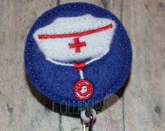 Nurse Hat Stethoscope Badge Reel, Felt Badge Reel, Badge Reel, Retractable Badge Reel, Work ID Badge, ID Holder