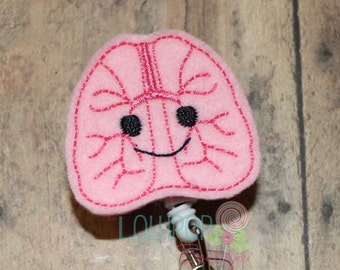 Lung Badge Reel, Felt Lung Badge Reel, ID Badge Reel, Badge Reel, Respiratory Therapist Badge Reel, Lungs, Medical ID Badge