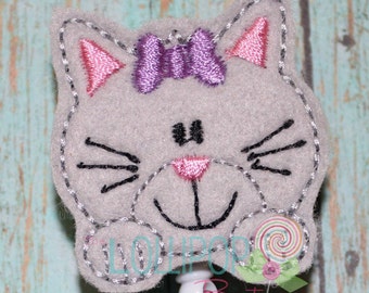 Grey Kitty Badge Reel ~ Retractable Badge Holder ~ ID Holder