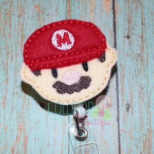 Red Plumber Brother ID Badge Holder, Retractable ID Badge Holder, ID Badge Holder, Badge Holder