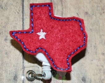 Texas Felt Badge Reel, Teacher Nurse ID Holder