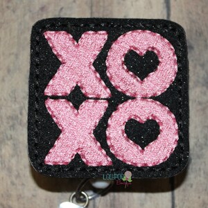 Black and Pink XO Love Badge Reel, Love Badge Reel, Badge Reel, Work ID Holder, ID Badge Holder, Retractable Badge, badge holder, badge