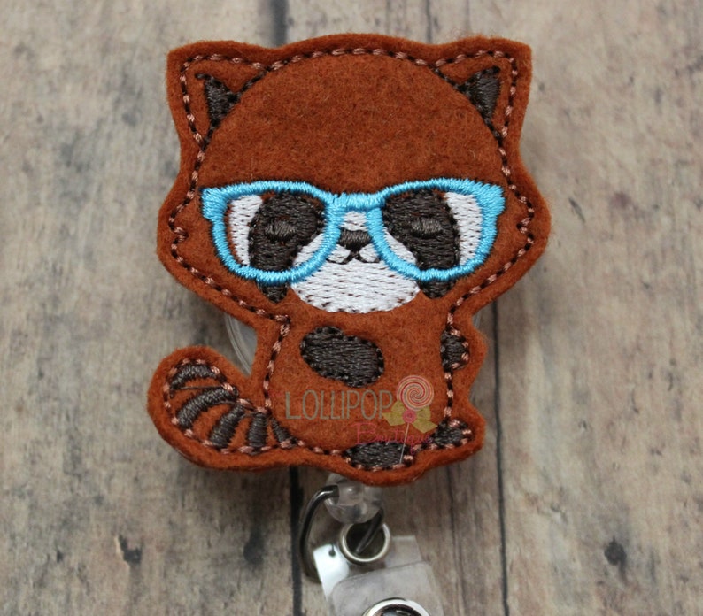 Geeky Red Panda Badge Reel, Red Panda Badge Reel, Badge Reel, Badge, Work Id holder, ID badge holder, badge holder, Work Id Badge, Id Badge image 4