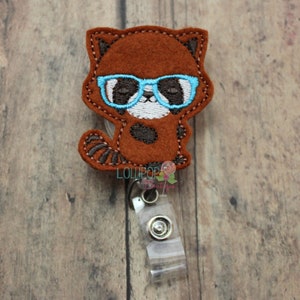 Geeky Red Panda Badge Reel, Red Panda Badge Reel, Badge Reel, Badge, Work Id holder, ID badge holder, badge holder, Work Id Badge, Id Badge image 2