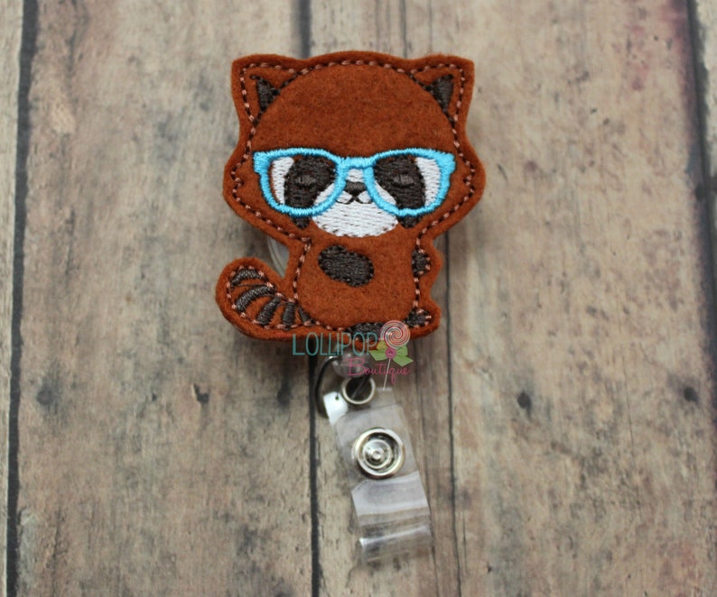 Geeky Red Panda Badge Reel, Red Panda Badge Reel, Badge Reel, Badge, Work Id holder, ID badge holder, badge holder, Work Id Badge, Id Badge image 2