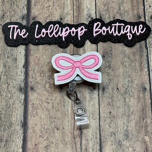 Glitter Pink Bow Badge Reel, Pink Bow Badge Reel, Bow Badge Reel, Badge Reel, Work ID holder, ID Holder, Badge Holder, Badge, ID Badge